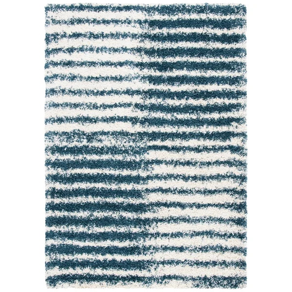 Hudson Shag SGH298A Ivory - Slate Blue - 5-1 x 7-6