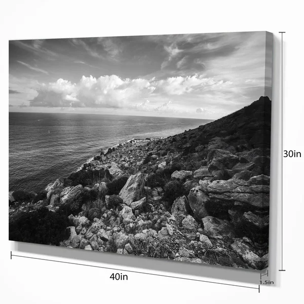 Sunrise Over Sicily Black and White Photographic Print on Wrapped Canvas - Size: 40 in. Wide x 30 in. High
