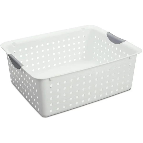 Sterilite Large Ultra Plastic Storage Bin Organizer Basket White 42 Pack