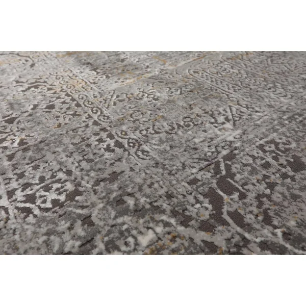 Oriental Rug of Houston 6'07 inchx9' Machine Made Polypropylene KPSI Premium Oriental Area Rug Silver, White Color, Size: 6 x 9