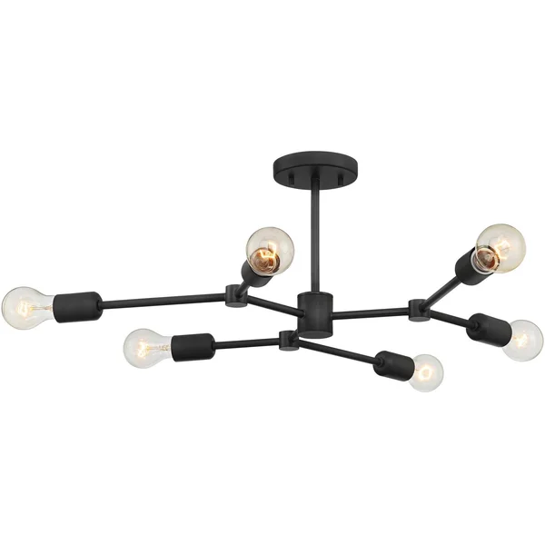 Marco 25x22 Wide Black 6-Light Branching Sputnik Ceiling Light