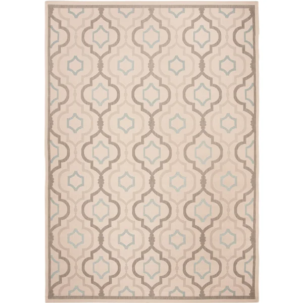 Safavieh Indoor/ Outdoor Courtyard Beige/ Dark Beige Rug (9& x 12&)