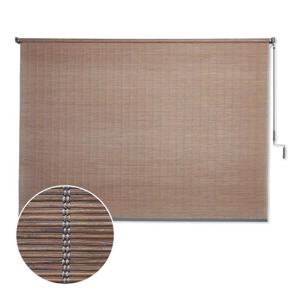 Coolaroo Natural Bamboo 96-in x Driftwood Light Filtering Cordless /OutdoorRoller Shade in Gray, 460792