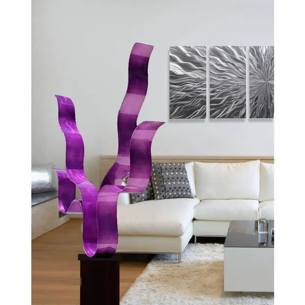 Statements2000 Large Abstract Metal Sculpture Modern Garden Art by Jon Allen - Reaching Out - 40x22 x 33x22 x 9x22 - Aqua