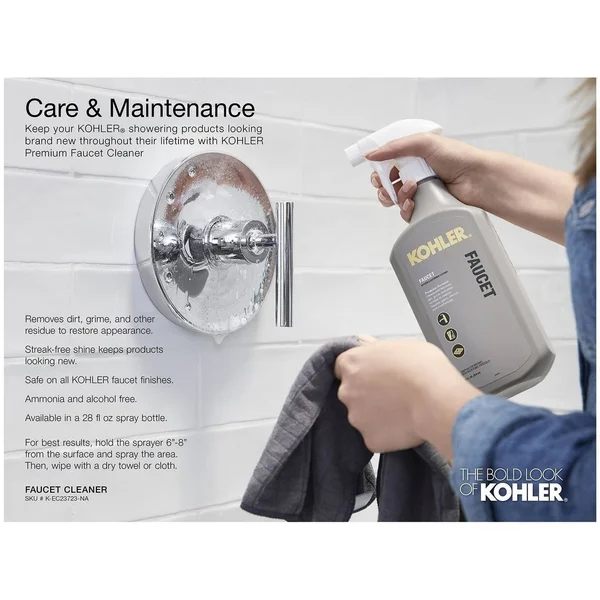 KOHLER K-T13174-3A-CP Pinstripe Pure Volume Control Trim - Cross Handle, Polished Chrome