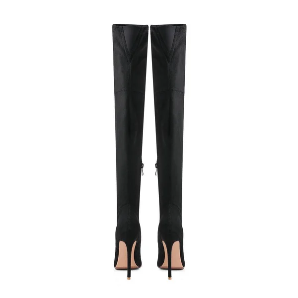 Black Women's Dress Pull-On Boots Stretch Over-The-Knee Boots Size 15