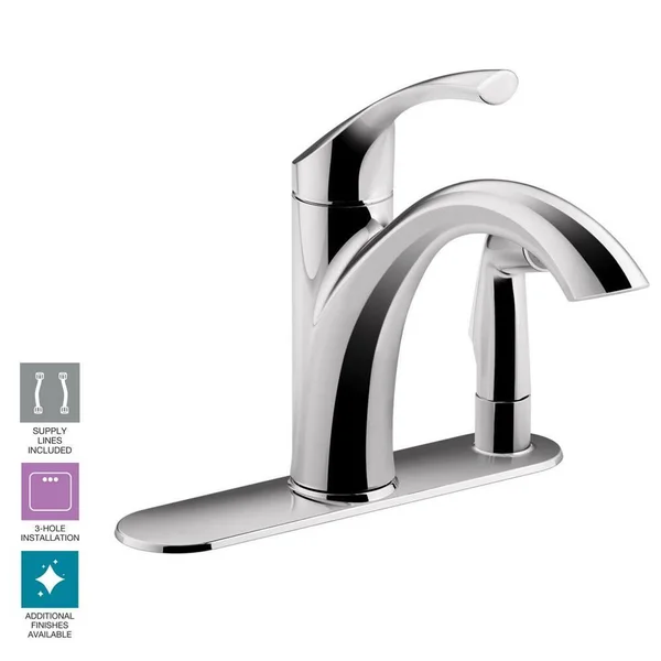 Mistos Standard Single-Handle Pull-Out Sprayer Kitchen Faucet in Polished Chrome with Side Sprayer