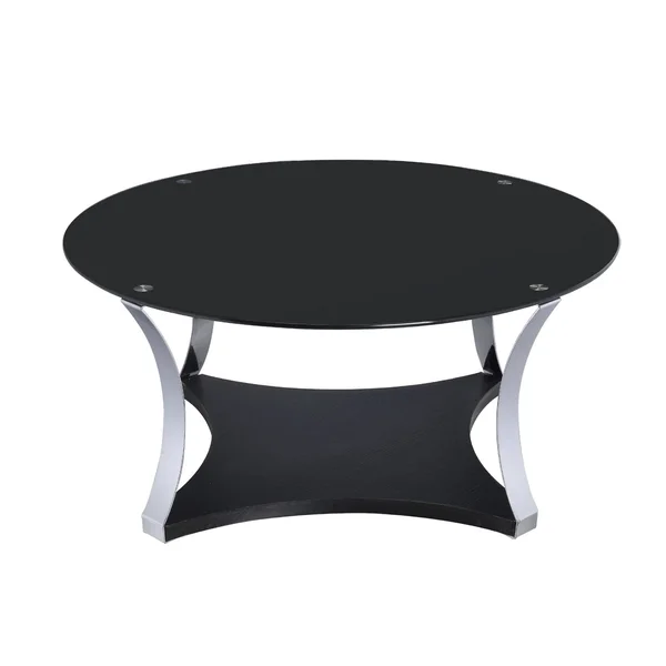Acme Geiger Coffee Table Chrome & Black Glass