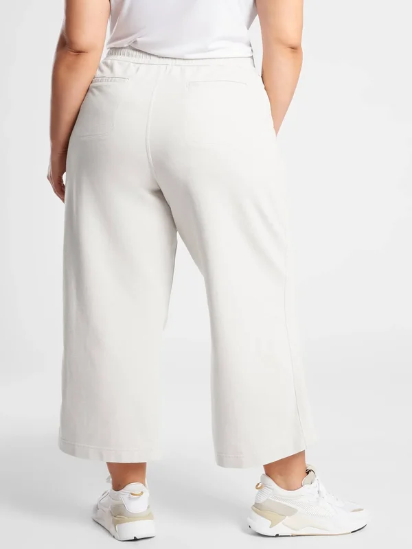 Athleta Women's Farallon Heathered Wide Leg Crop Oatmeal Heather Size 16