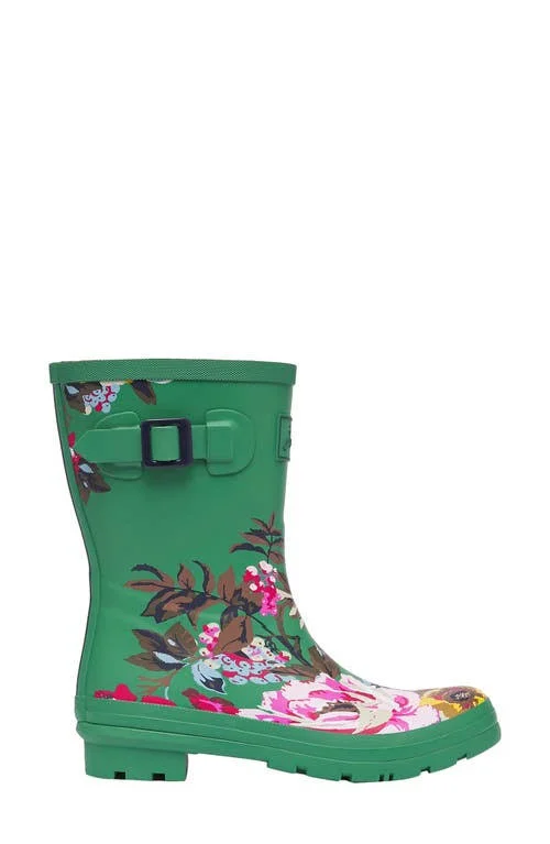 Joules Molly Welly Women's Rain Boots Green Florals : 6 B - Medium