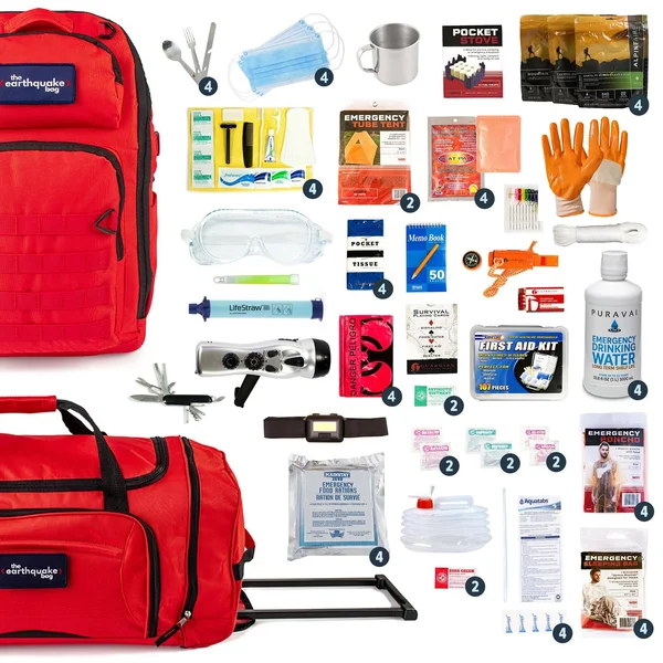 Premier Earthquake Bag for 4 People for 72 Hours - by Redfora