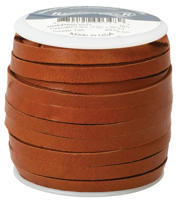 Deerskin Lace - 3/16x22 x 50&, Saddle Tan