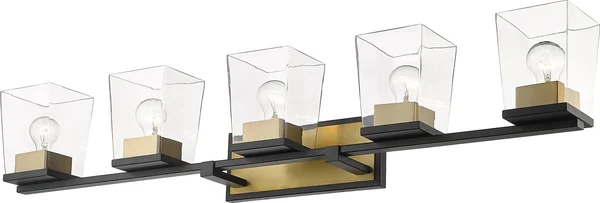 Z-Lite 475-5V-MB-OBR Matte Black + Olde Brass 5 Light Vanity