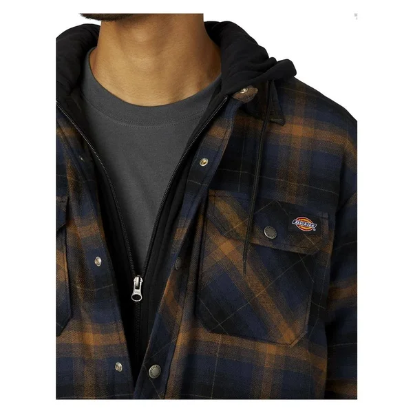 Dickies Men's Relaxed Fleece Hooded Flannel Shirt Jacket