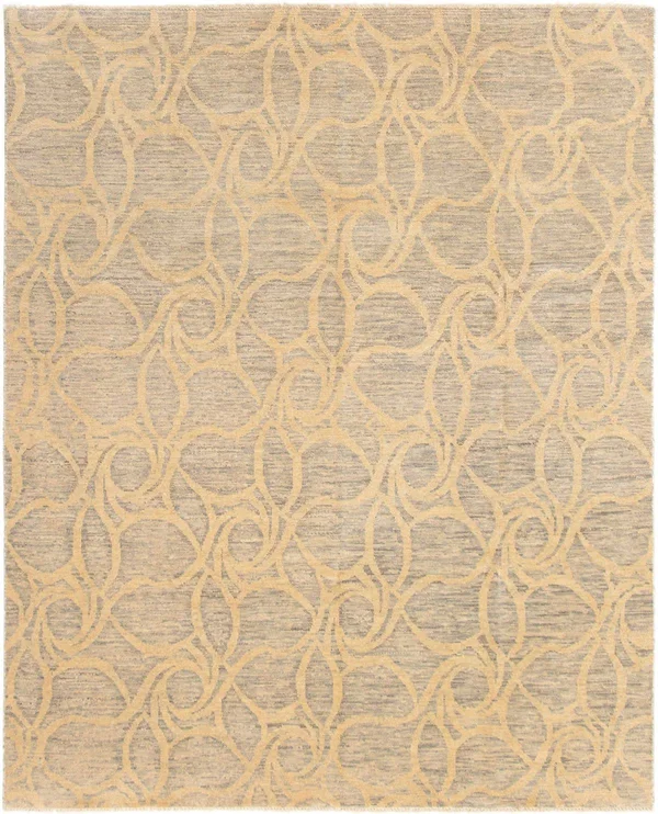 ECARPETGALLERY Hand-Knotted Finest Ushak Grey Wool Rug - 8'0 x 9'9