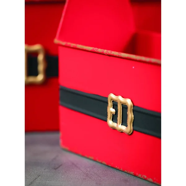 Sullivans Santa Belt Metal Trug Set of 2, 15.25x22L & 7.5x22L Red, 9 x 12 in