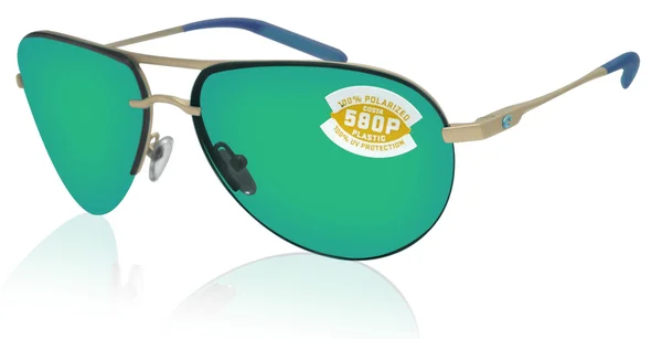 Costa Del Mar Sunglasses Helo Matte Champagne Blue - Turquoise Green Mirror 580P