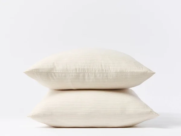 Coyuchi, Organic Crinkled Percale Sheet Set King Undyed w/Hazel-Rosehip