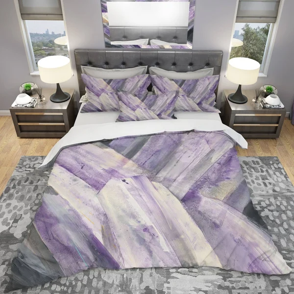 Designart &Geometric Purple Glacier& Geometric Bedding Set - Duvet Cover & Shams - Twin Cover + 1 Sham (comforter Not Includ