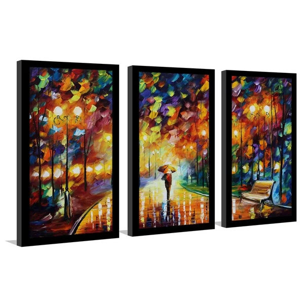 Reincarnation by Leonid Afremov 3 Piece Framed Painting Print Set Picture Perfect International Size: 25.5x22 H x 40.5x22 W x 1x