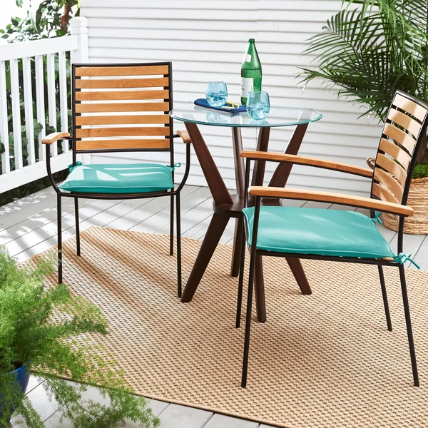 Humble and Haute Sunbrella Canvas Aruba Indoor/ Outdoor CUSHION - Set of 2 19 in W x 19 in D, Blue