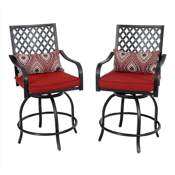 Teluk Extra Wide Swivel Bar Stools (Set of 2) by Havenside Home - Red