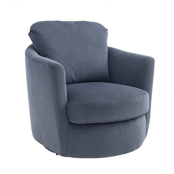 Art Leon Modern Comfortable Corduroy Fabric Swivel Barrel Accent Chair - Stone Blue