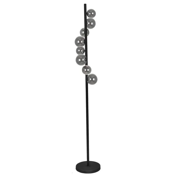 Dainolite GLA-638F-MB 8LT Halogen Floor Lamp MB w/ Smoked Glass - Black