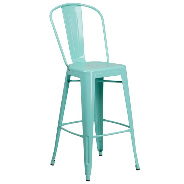 Flash Furniture 30 Inches High Orange Metal Indoor-Outdoor Barstool with Back