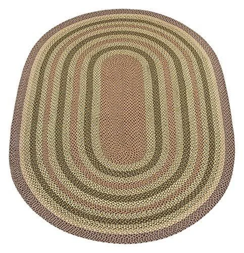 Earth Rugs - C-324 Olive/Burgundy/Gray Oval Braided Rug 6&x9&