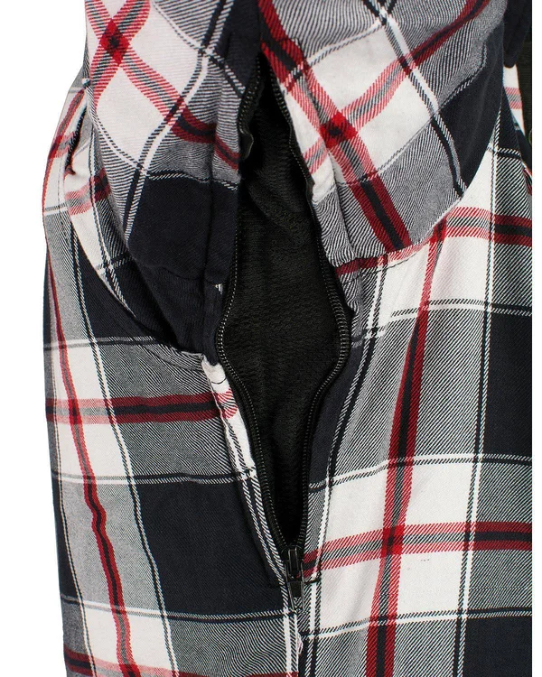 Milwaukee Leather Men's Black Plaid Armored Flannel Biker Shirt w/ Aramid by Dupont fibers