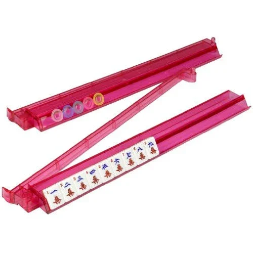 American Mahjong (Mah Jongg, Mahjongg) 166 Tiles All-in-One Racks, Pushers Set - Pink Sparkles with Pink Aluminum Case