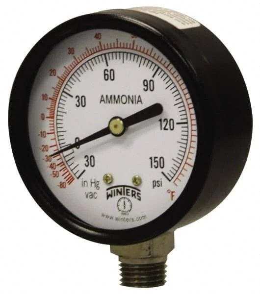 Winters 4x22 Dial, 1/4 Thread, 30-0-300 Scale Range, Pressure Gauge - Lower Connection Mount, Accurate to 3-2-3% of Scale, Part