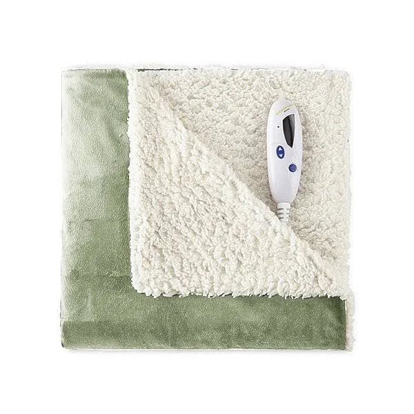 Pure Warmth by Biddeford Micro Mink Sherpa Heated Throw Blanket Denim