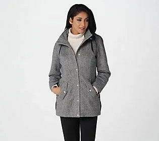 Susan Graver Tweed Jacket with Lacing Detail - Size X-Large, Grey Tweed