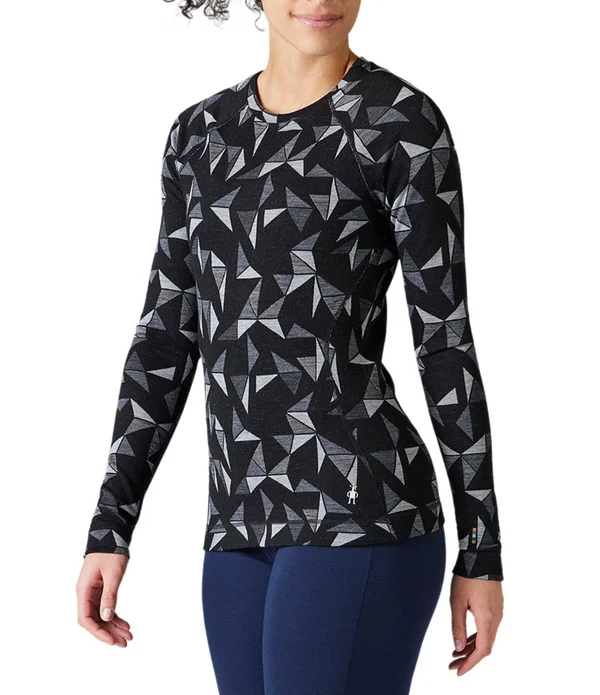 Smartwool Merino 250 Baselayer Pattern Crew - Women's Black Pinwheel - L