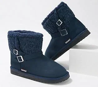 Muk Luks Amee Suede Faux Shearling Lined Boot, Size 6, Navy