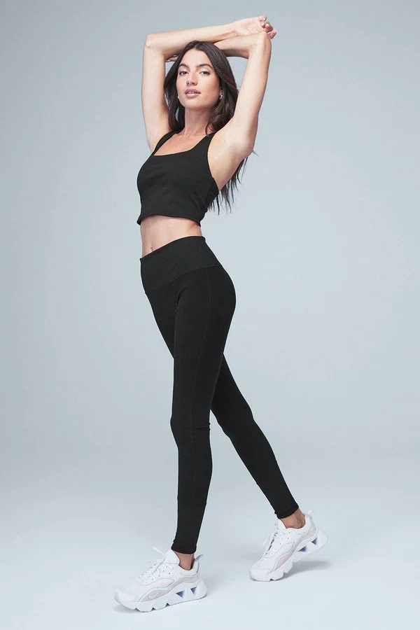 Alo Yoga Alosoft Ribbed Chic Bra Tank - Black - M