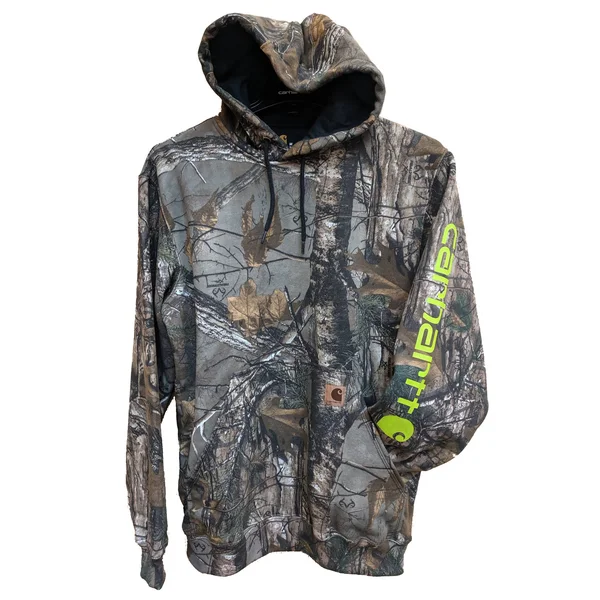 Carhartt Men's Midweight Camo Sleeve Logo Hooded Sweatshirt
