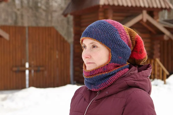 Knitted Winter Balaclava Knit Face Mask Fashion Hat Crochet Acrylic Yarn Handmade Slouchy Hood Hiking Ski Man Woman Unisex Motle