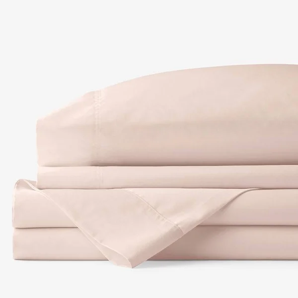 Company Cotton Bamboo Sateen Sheet Set - Shell - Orange/Coral, Size Twin, The Company Store