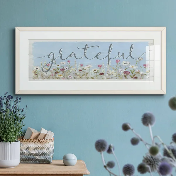 Bloomin Around Grateful-Premium Gallery Framed Print - Wood - White