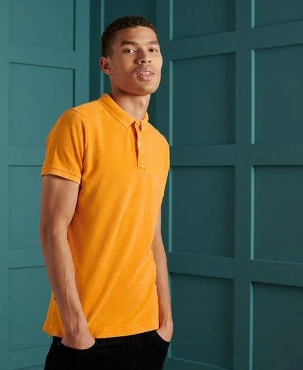 Superdry Organic Cotton Vintage Destroyed Polo Shirt - Yellow