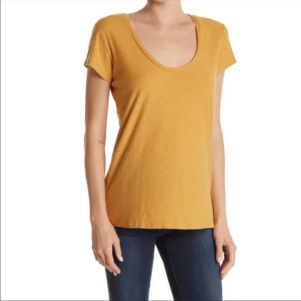 James Perse Tops, James Perse Classic Scoop Neck Comet Womens Teesz1nwt, Color: Orange/Yellow, Size: S, Savinapetkova&s Clos