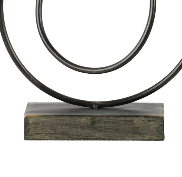 Metal Abstract Sculpture with Rectangular Base - Set of Two, Gray