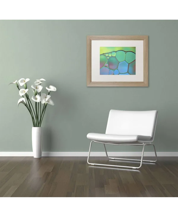 Trademark Fine Art Lime Green and Blue Stained Glass by Cora Niele Framed Photographic Print - Size: 16x22 H x 20x22 W x 0.5x22