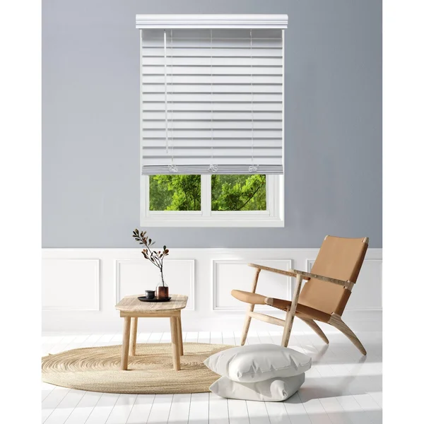 Linen Avenue Custom Cordless Partial Inside Mount Faux Wood Blinds, 40.5 W x 72 H, White