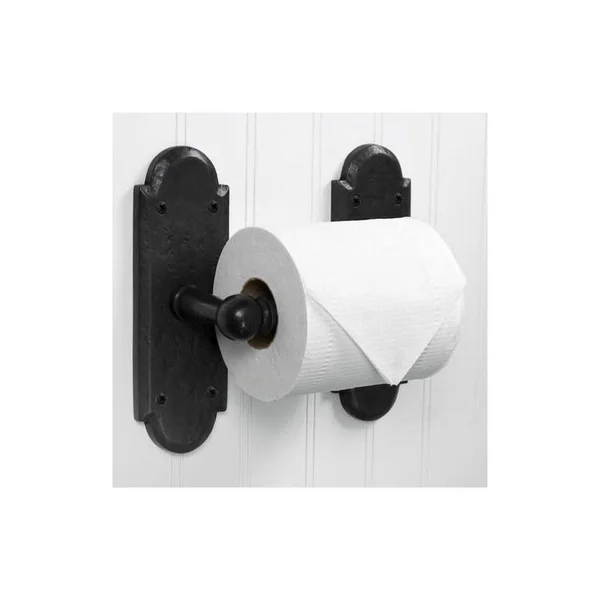 Signature Hardware 286995 Wall Mounted Spring Bar Toilet Paper Holder with Ornate Base Dark Bronze Bathroom Hardware Toilet Pape
