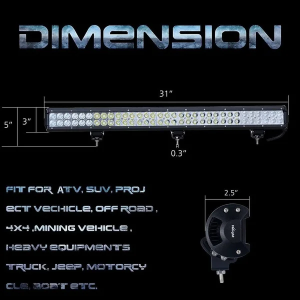 Nilight 31x22 198W LED Light Bar Flood Spot Combo Off Road Work Light Driving Fog Lights for SUV Boat 4x4 Jeep Lamp - 2 Years Warr
