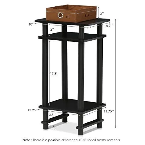 Furinno Turn-N-Tube Tall End Table with Bin - Espresso - 2 pack